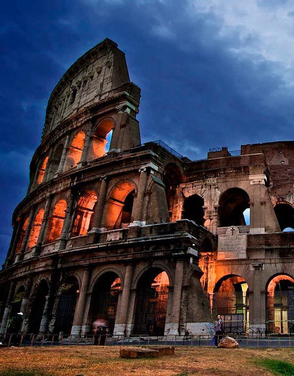 Iconic Colosseum amidst Roman history.